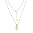 Collar de cadena con cuentas de doble gema Perséfone, piedra lunar y amazonita
