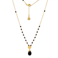 Classic Athena Kate Gemstone Rosary Chain Necklace Black Onyx