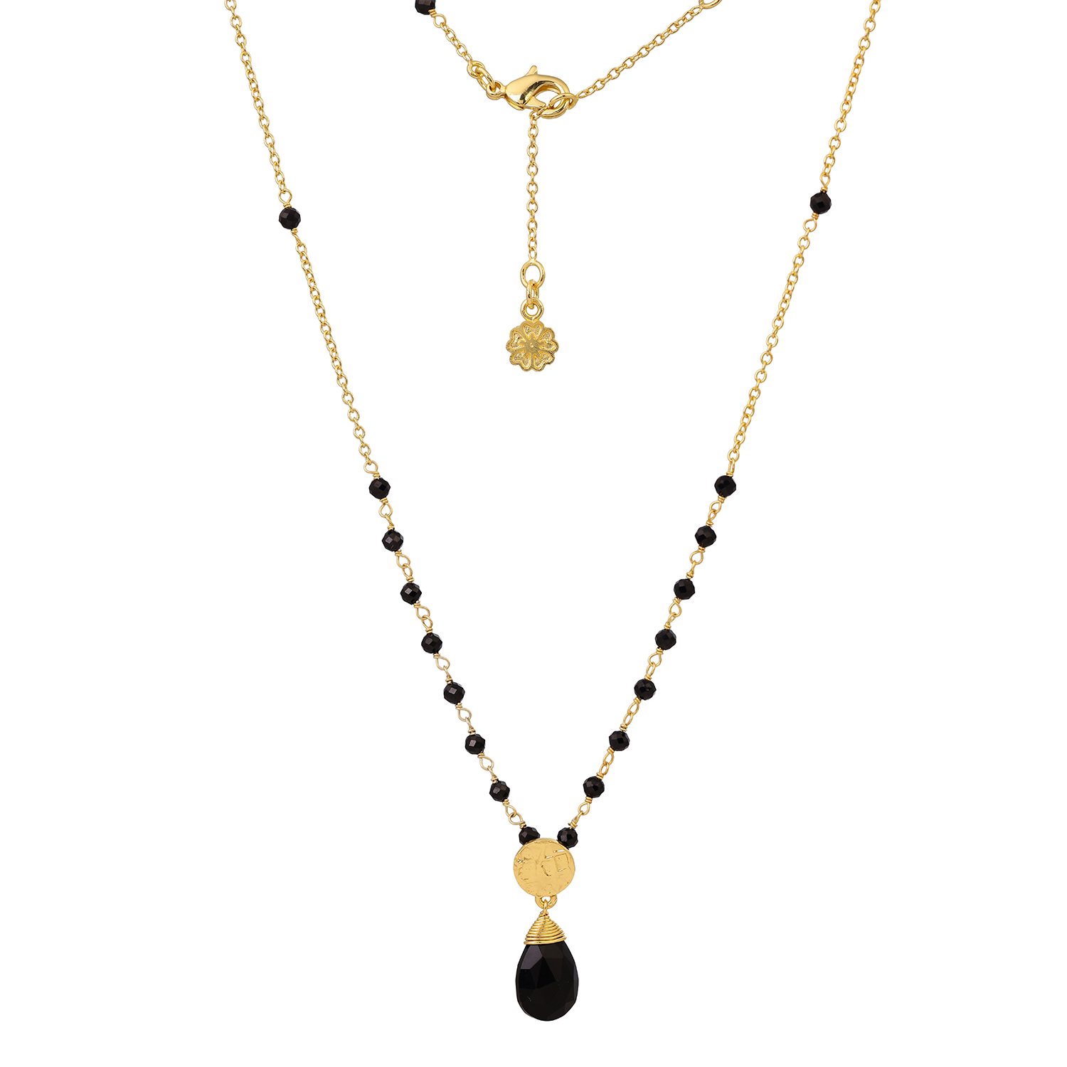 Classic Athena Kate Gemstone Rosary Chain Necklace Black Onyx