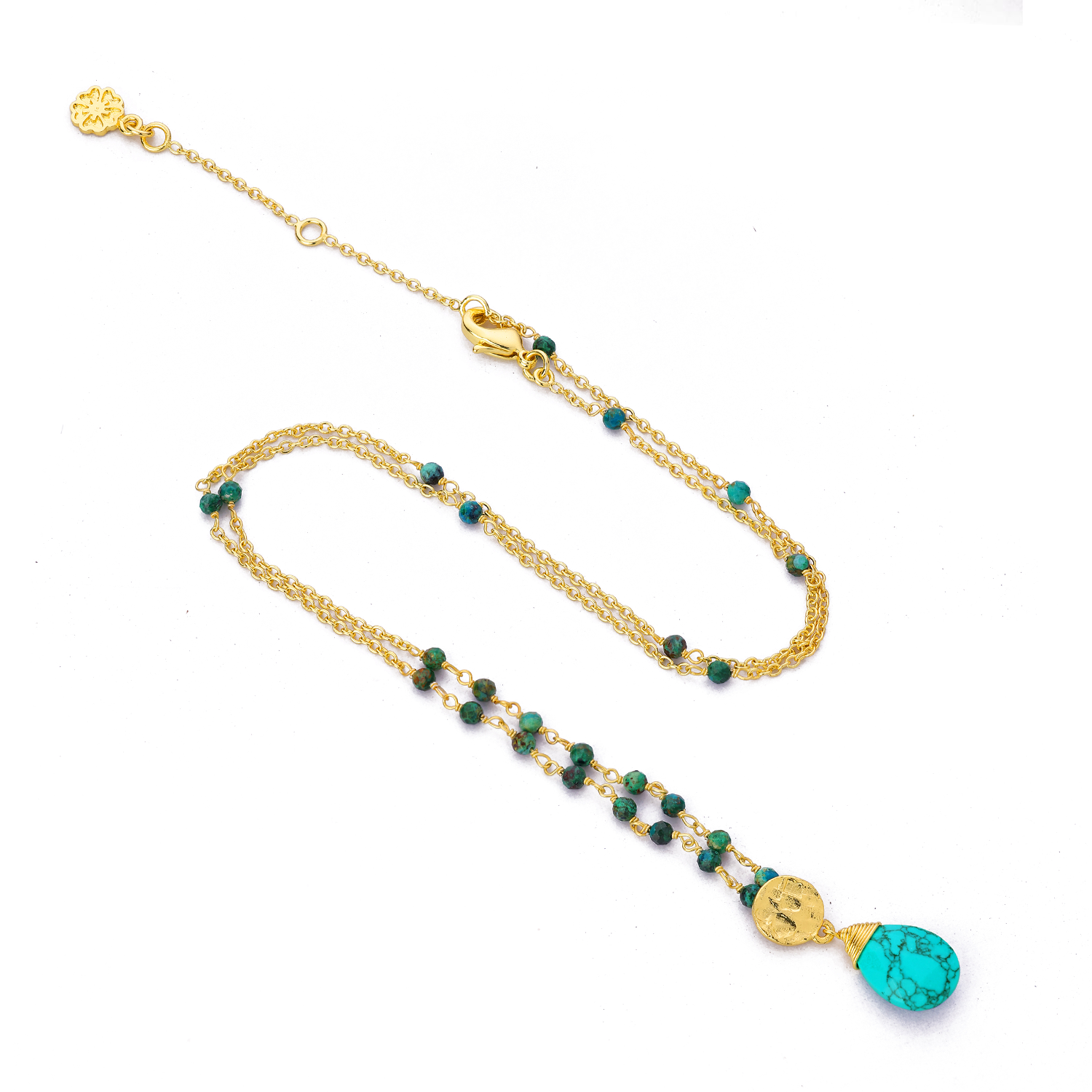 Classic Athena Kate Gemstone Rosary Chain Necklace Turquoise