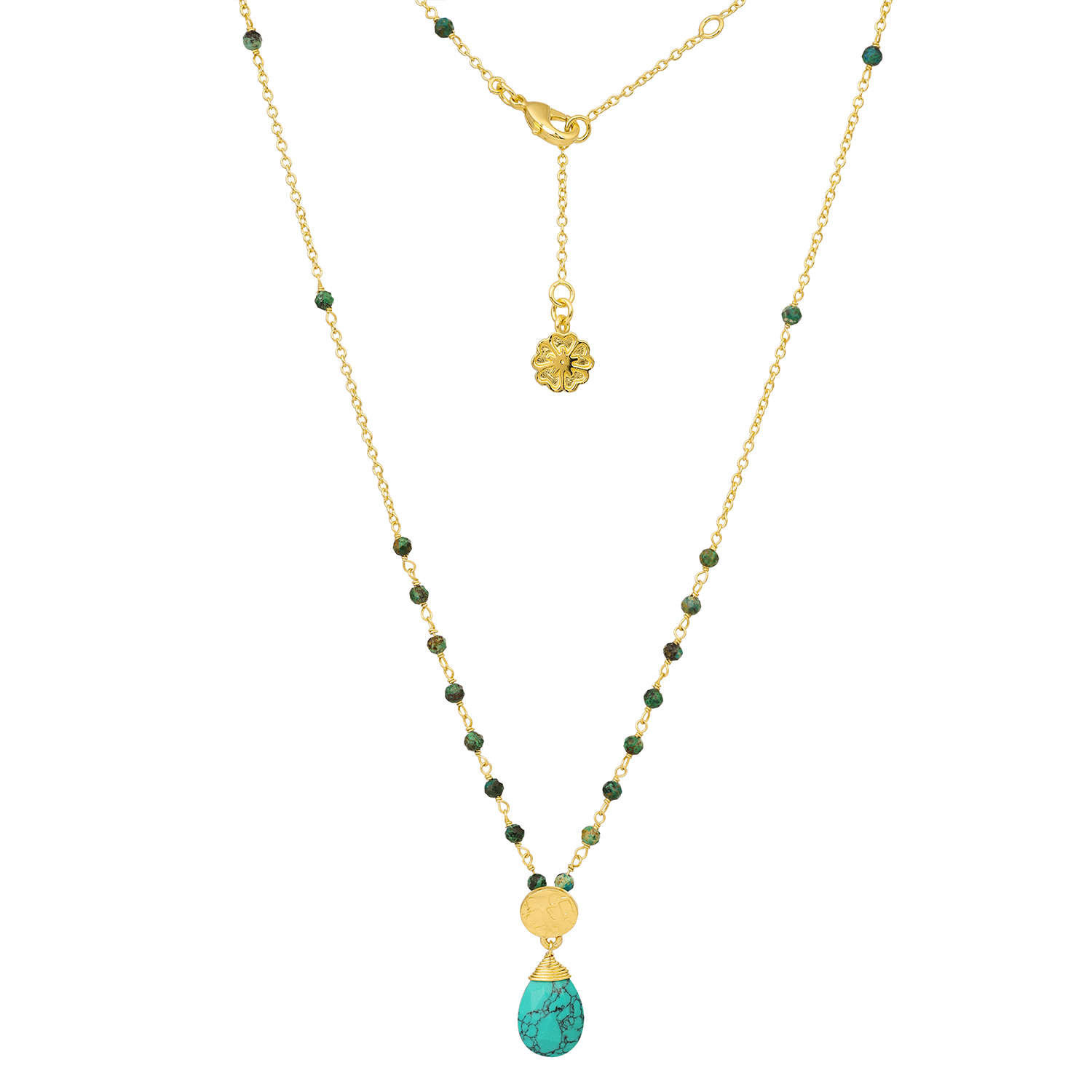 Classic Athena Kate Gemstone Rosary Chain Necklace Turquoise
