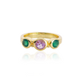 Iris Three Gemstones Ring Green Onyx & Amethyst
