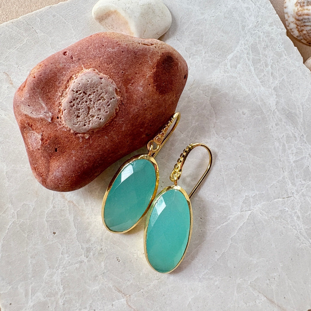 Charis Oval Gemstone Earrings Pariba Onyx