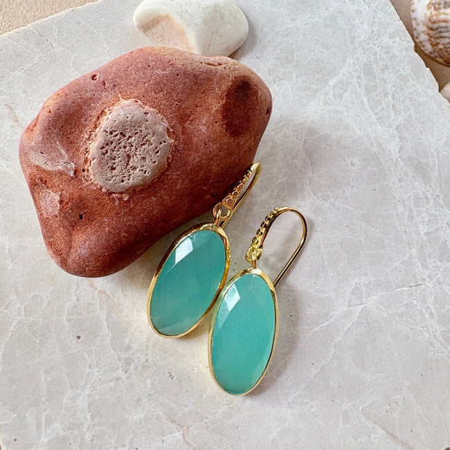 Charis Oval Gemstone Earrings Pariba Onyx