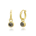 Apollo Gold Hoop & Gemstone Charm Earrings Pyrite with Tanzanite