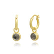 Apollo Gold Hoop & Gemstone Charm Earrings Pyrite with Tanzanite