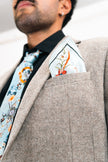 Light Blue Luxury Silk Pocket Square and tie in Gift set in box, 'Evolution' design formal wear for weddings or groomsmen gift