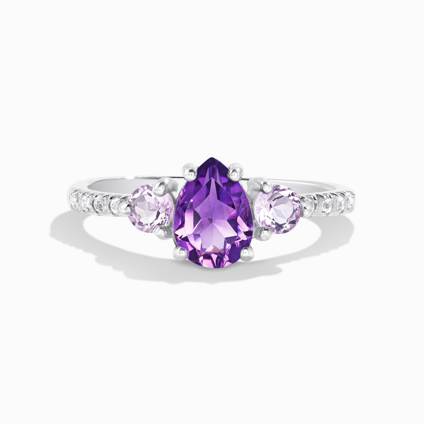 Amethyst- und Lavendelamethystring aus Sterlingsilber