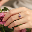 Amethyst- und Lavendelamethystring aus Sterlingsilber