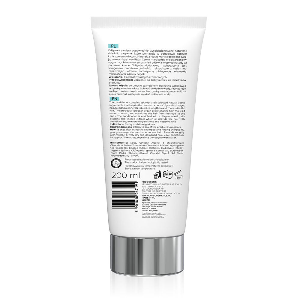 Apis OPTIMA Moisturising Hair Conditioner with Dead Sea Minerals & Argan Oil | 200 ml