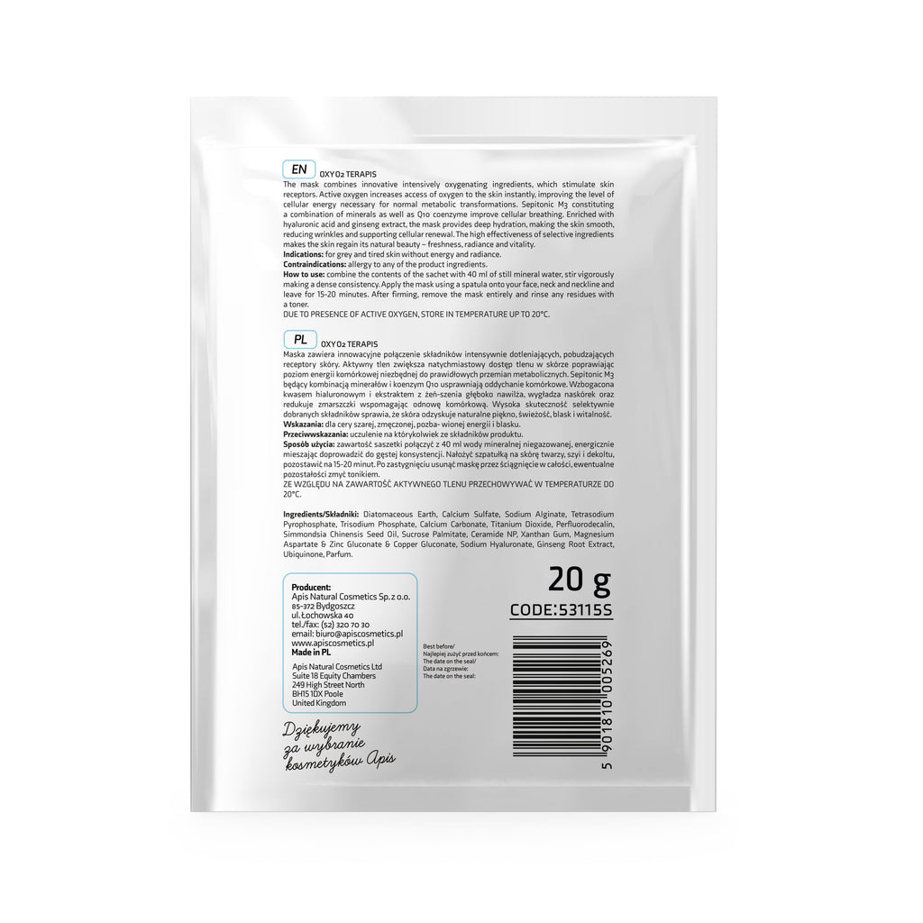 Apis Oxy O2 Oxygenating Algae Mask with Active Oxygen | 20g