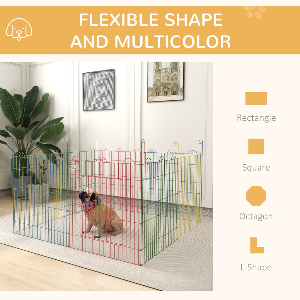 PawHut Pet Playpen Crate, with Eight Panels, Door, for Indoors and Outdoors, 60H x \'ce\'a6156cm