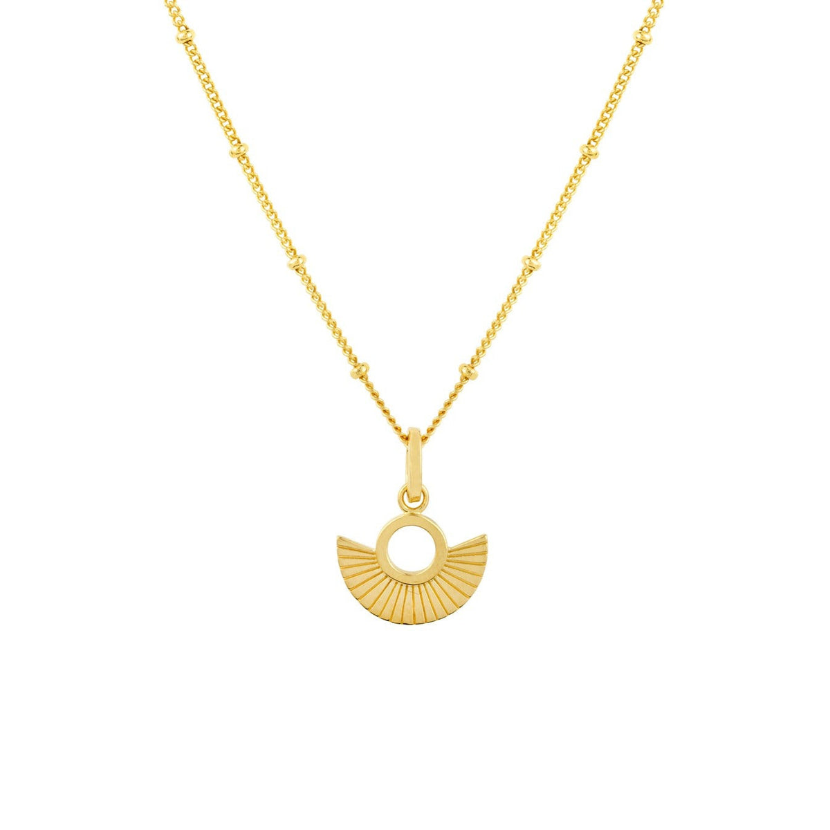 Art-déco-Fächer-Halskette mit goldener Satellitenkette