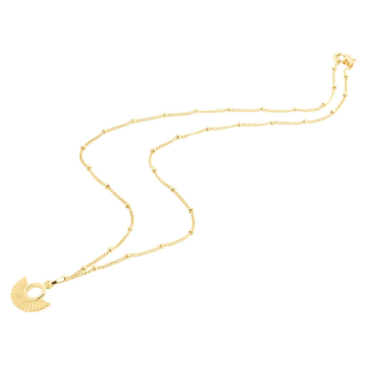 Art-déco-Fächer-Halskette mit goldener Satellitenkette