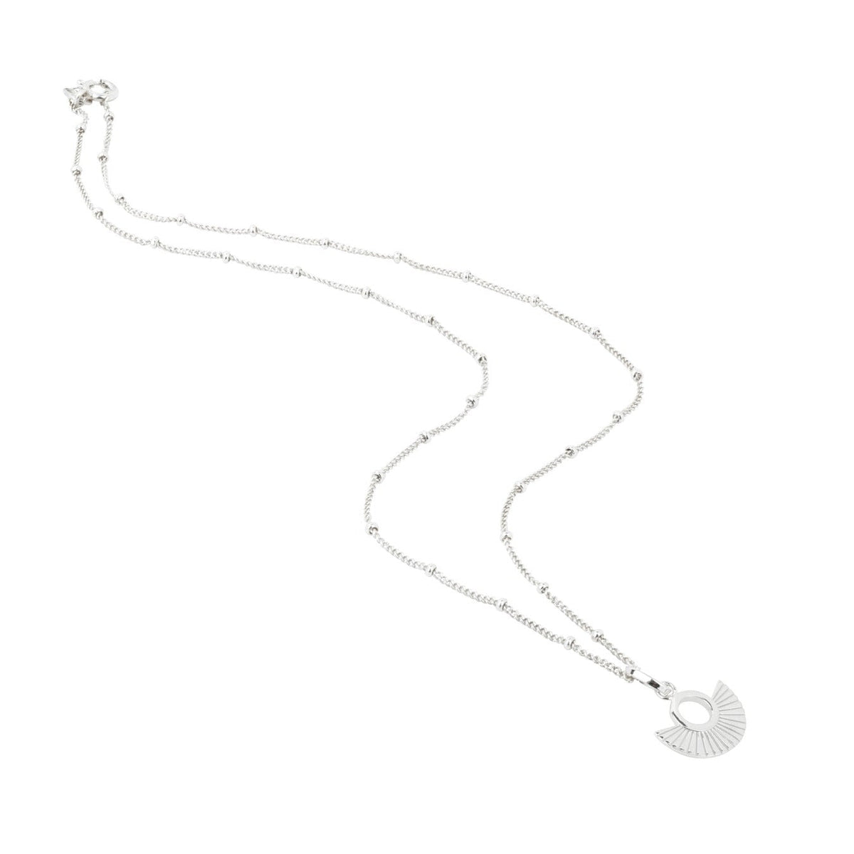 Art-déco-Fächer-Halskette mit silberner Satellitenkette