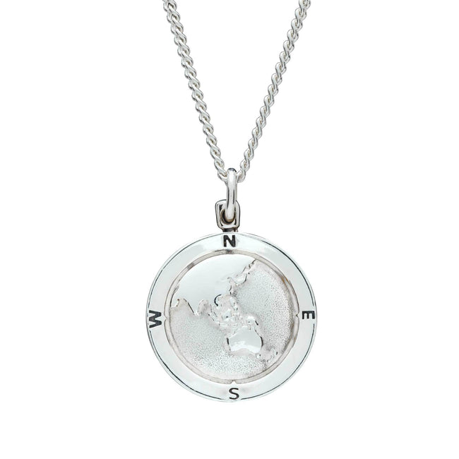 Mapa de Australasia con globo de San Cristóbal personalizado - Cadena de plata