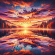 Autumn Lake Sunset Canvas