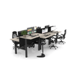 Air Back-to-Back Slimline Height Adjustable Bench Desk - 6 Person with Black Straight Screen