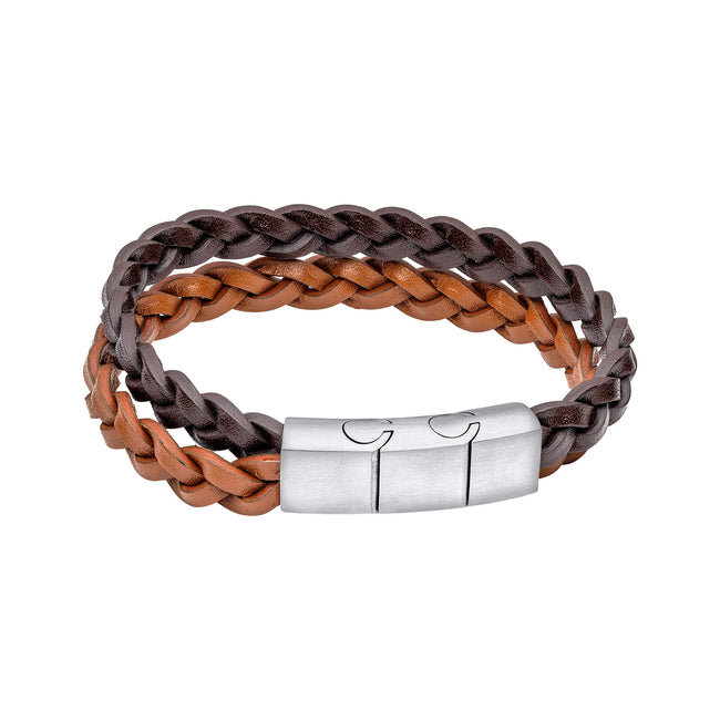 Pulsera de cuero trenzado doble Fred Bennett