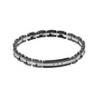 Fred Bennett Stainless Steel & Ceramic Link Bracelet with Black CZ Detail