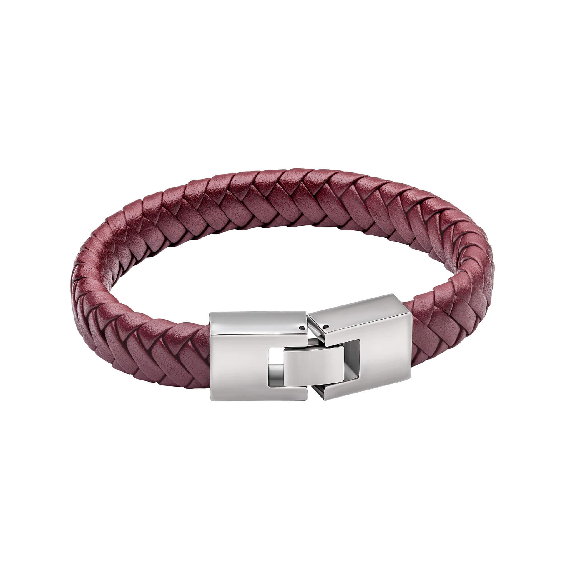Fred Bennett burgunderfarbenes Lederarmband mit Statement-Verschluss