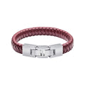 Fred Bennett burgunderfarbenes Lederarmband mit Statement-Verschluss
