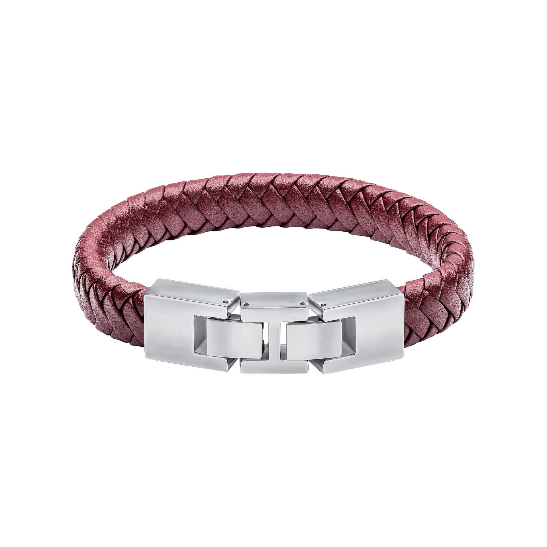 Fred Bennett burgunderfarbenes Lederarmband mit Statement-Verschluss
