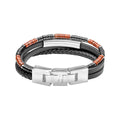 Fred Bennett Armband aus Rotem Jaspis und Onyx mit mehrlagigem Leder
