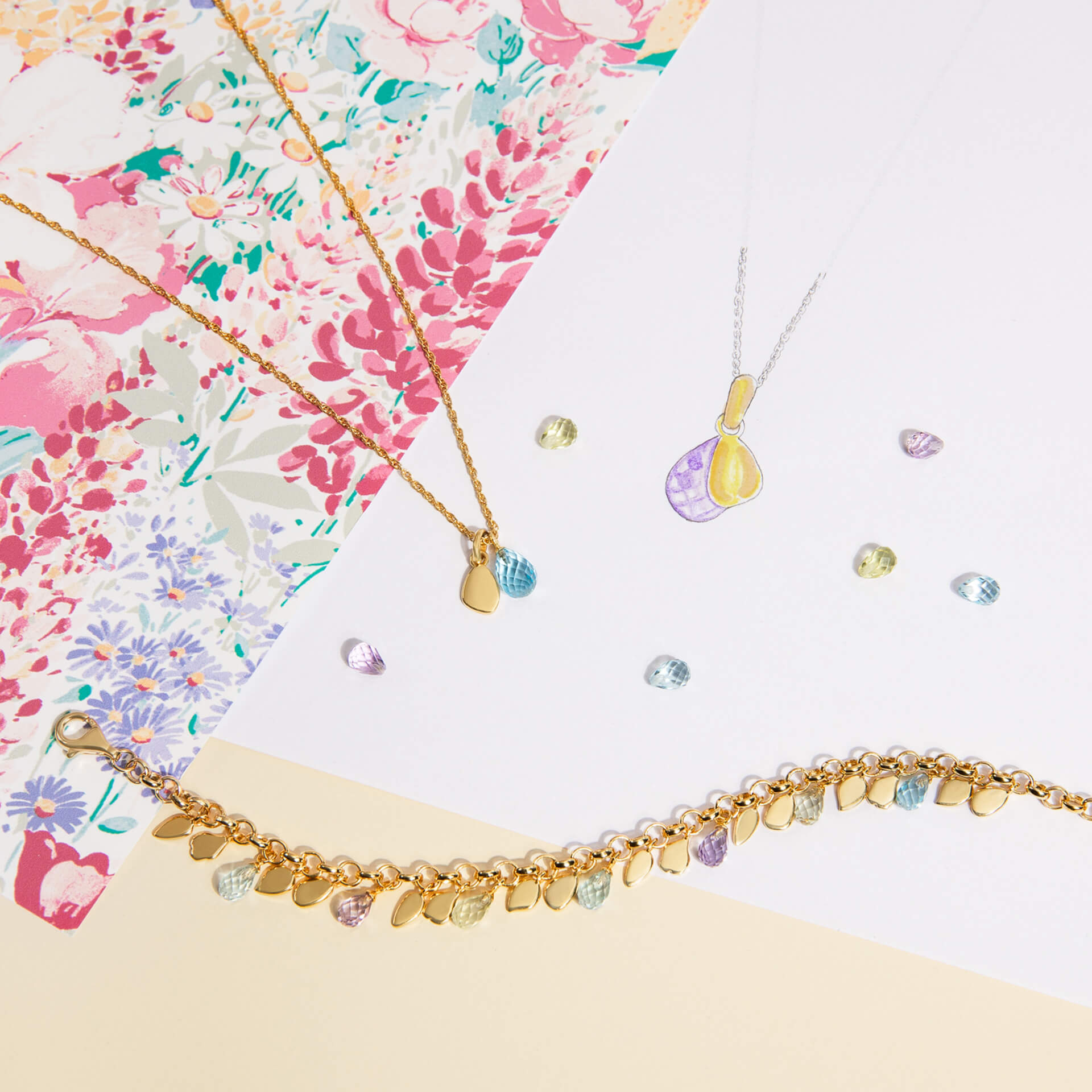 Laura Ashley Silver Everingham Meadow Semi-Precious Briolette Necklace