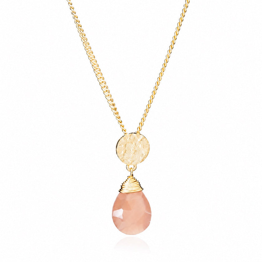 Classic Athena Kate Gemstone Necklace: Peach Moonstone
