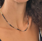 Milos Mixed Gemstone Beaded Necklace  Black Onyx, Smoky Quartz & Labradorite