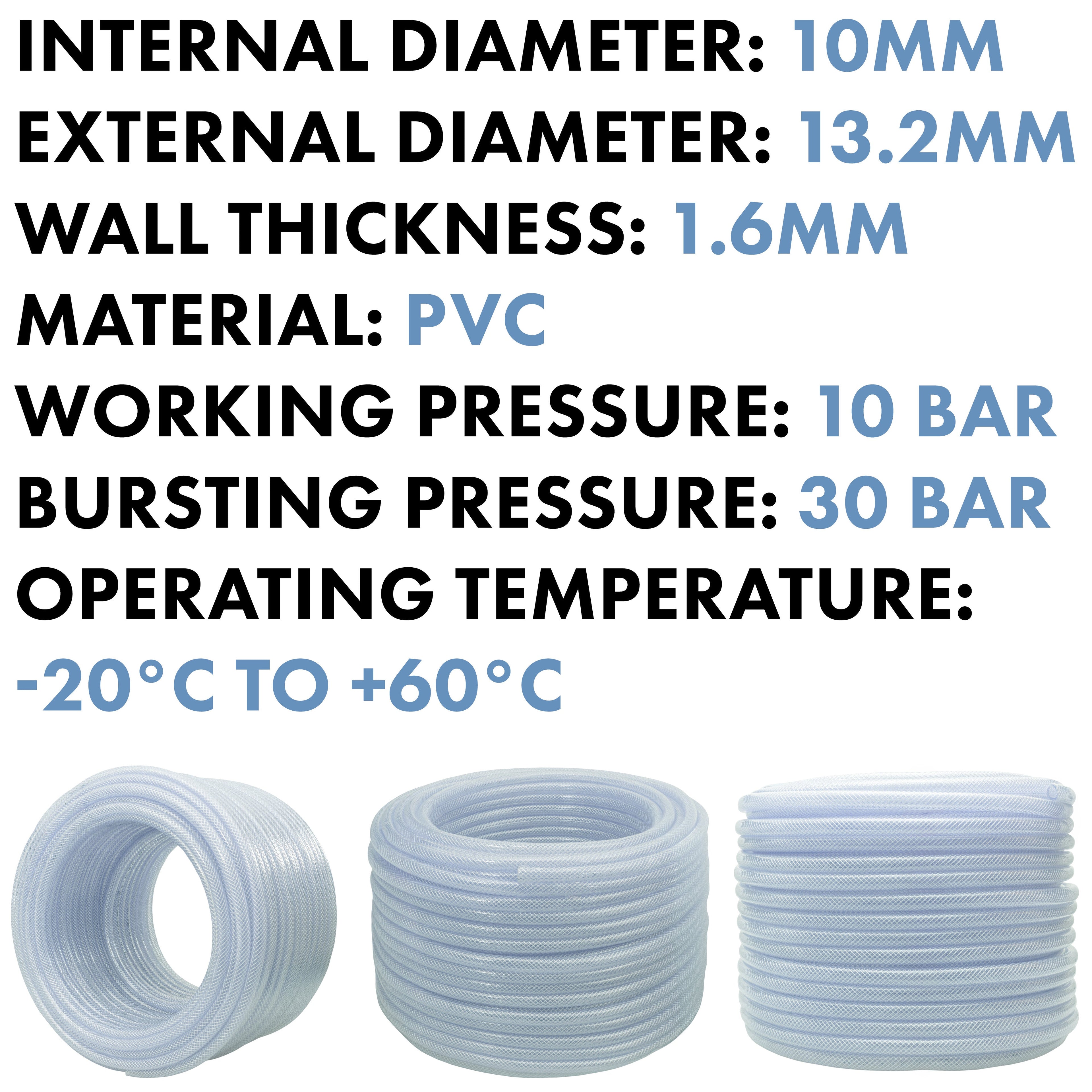 Clear Braided PVC Pipe 10mm*1.6mm