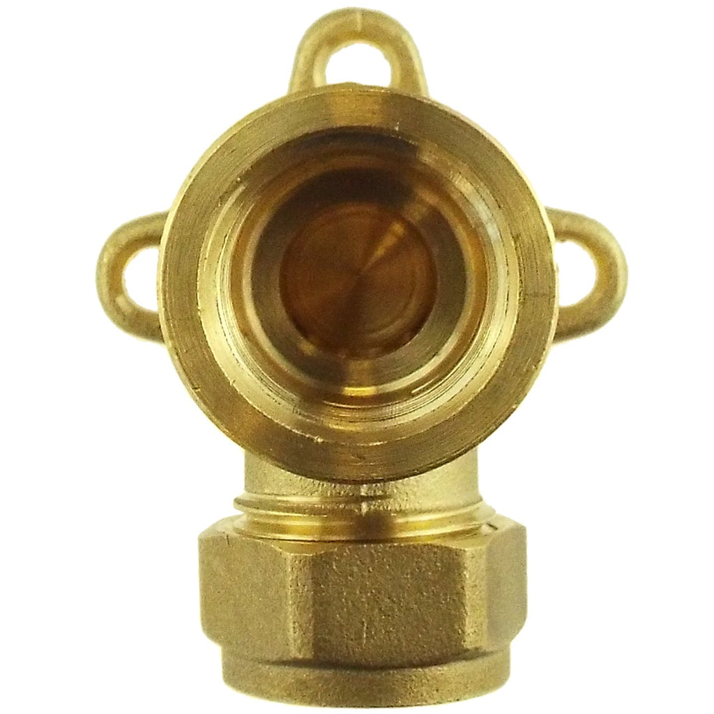 15mm Brass Wall Flange Kit with Grey Dial Tap + Two-Way Splitter