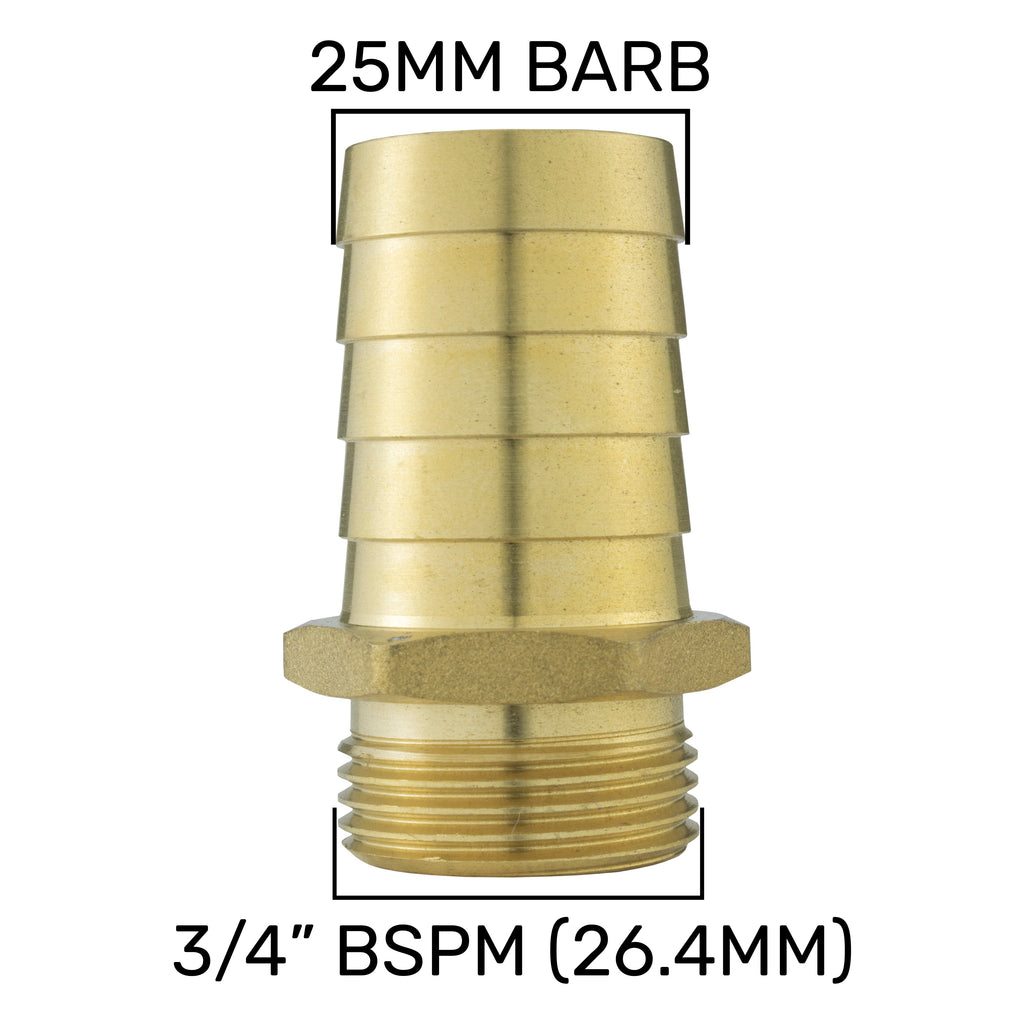 Hose Connector Lime with In-Line BSPF Valve and 25mm Brass Barb