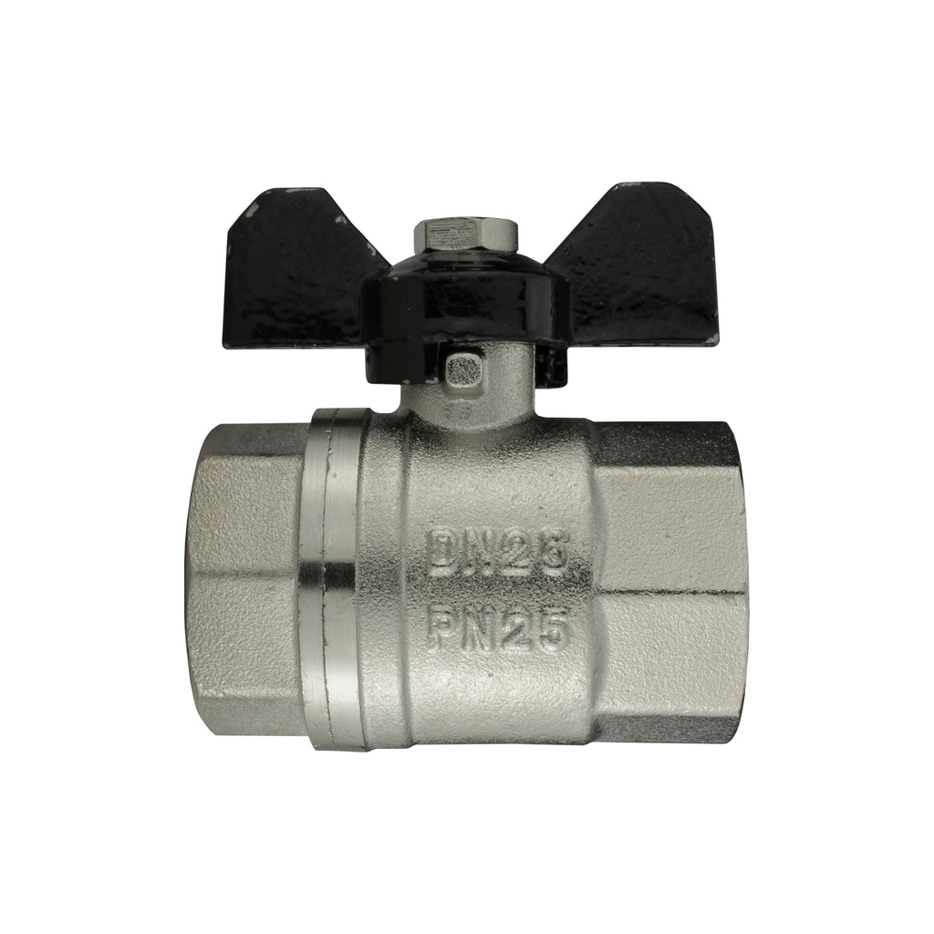 Brass Nickel-Plated Butterfly Valve 1" BSPF