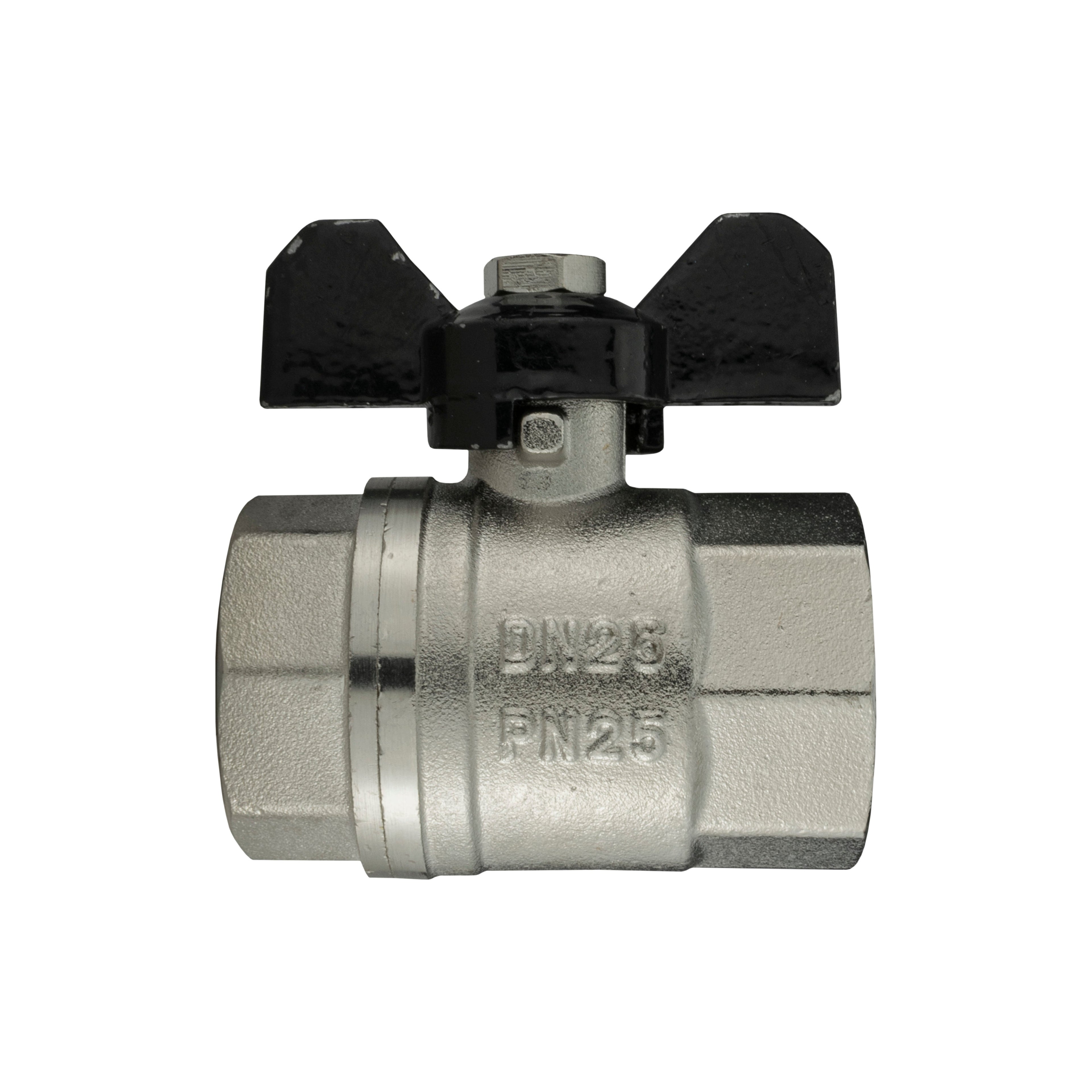 Brass Nickel-Plated Butterfly Valve 1" BSPF