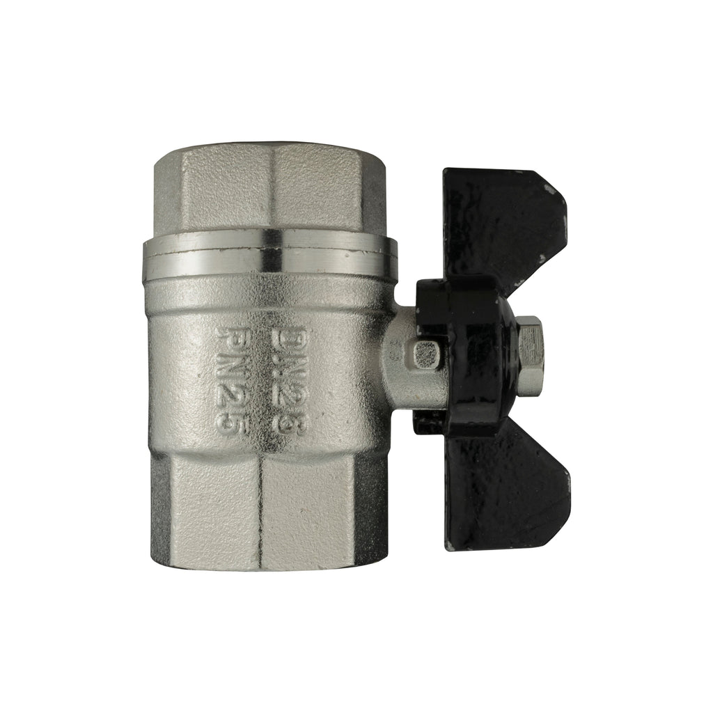 Brass Nickel-Plated Butterfly Valve 1" BSPF