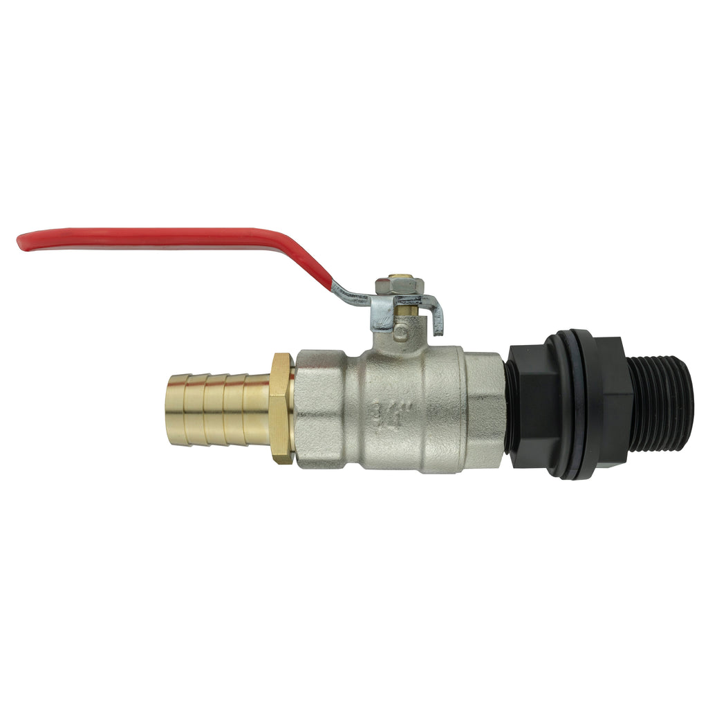 Water Butt Kit 3/4” BSP with Lever Valve and 19mm Brass Barb