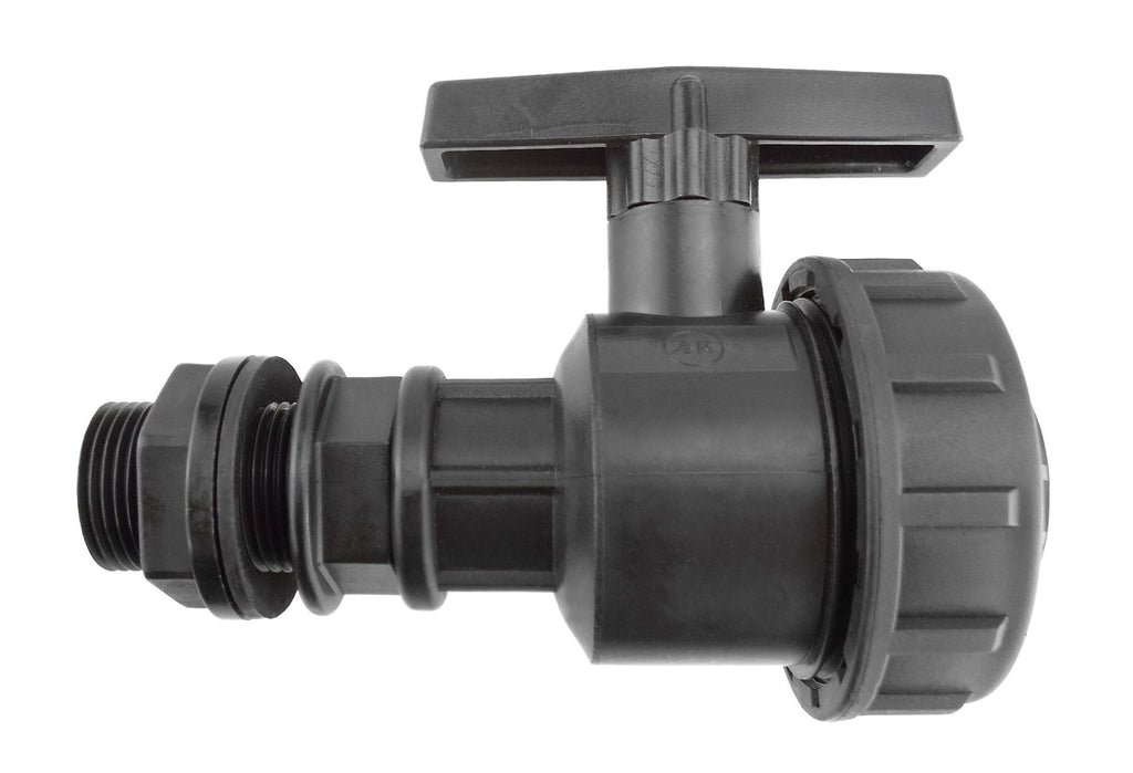 ¾” BSP Water Butt Fitting with ¾” BSPF Full Flow PP Valve