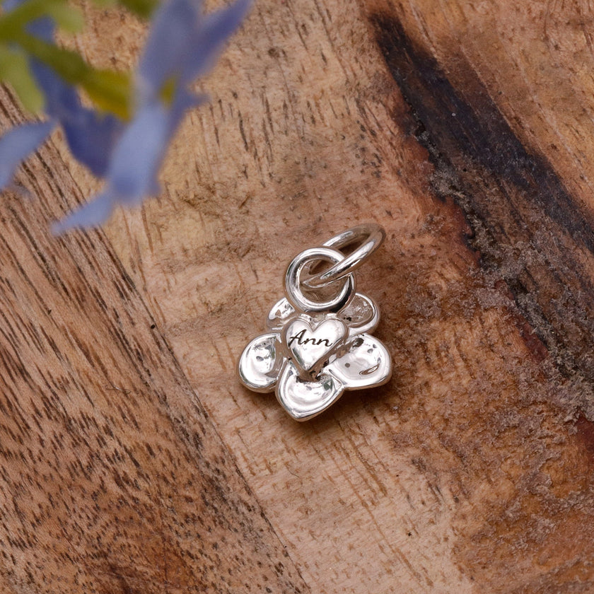 Forget-Me-Not Flower Personalised Silver Charm