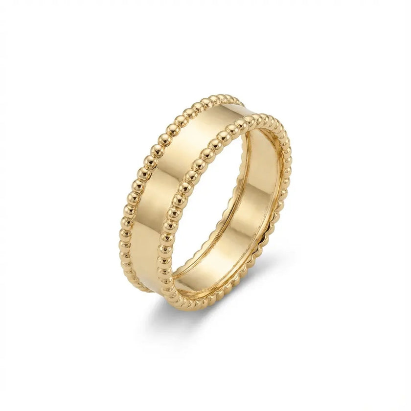 Solid Gold Ring – Beaded Edge Classic – 14ct Gold
