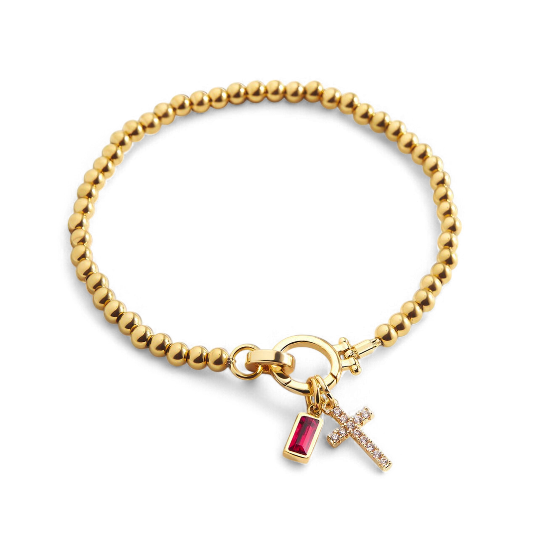 Cross Birthstone Bracelet