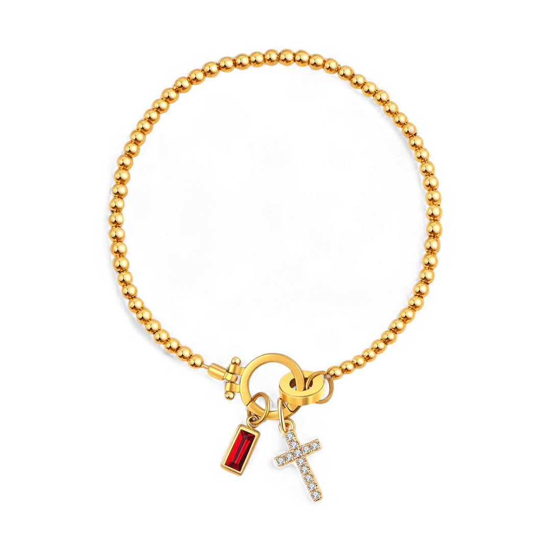 Cross Birthstone Bracelet
