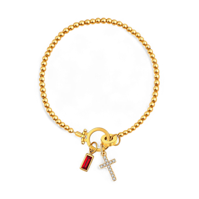Cross Birthstone Bracelet