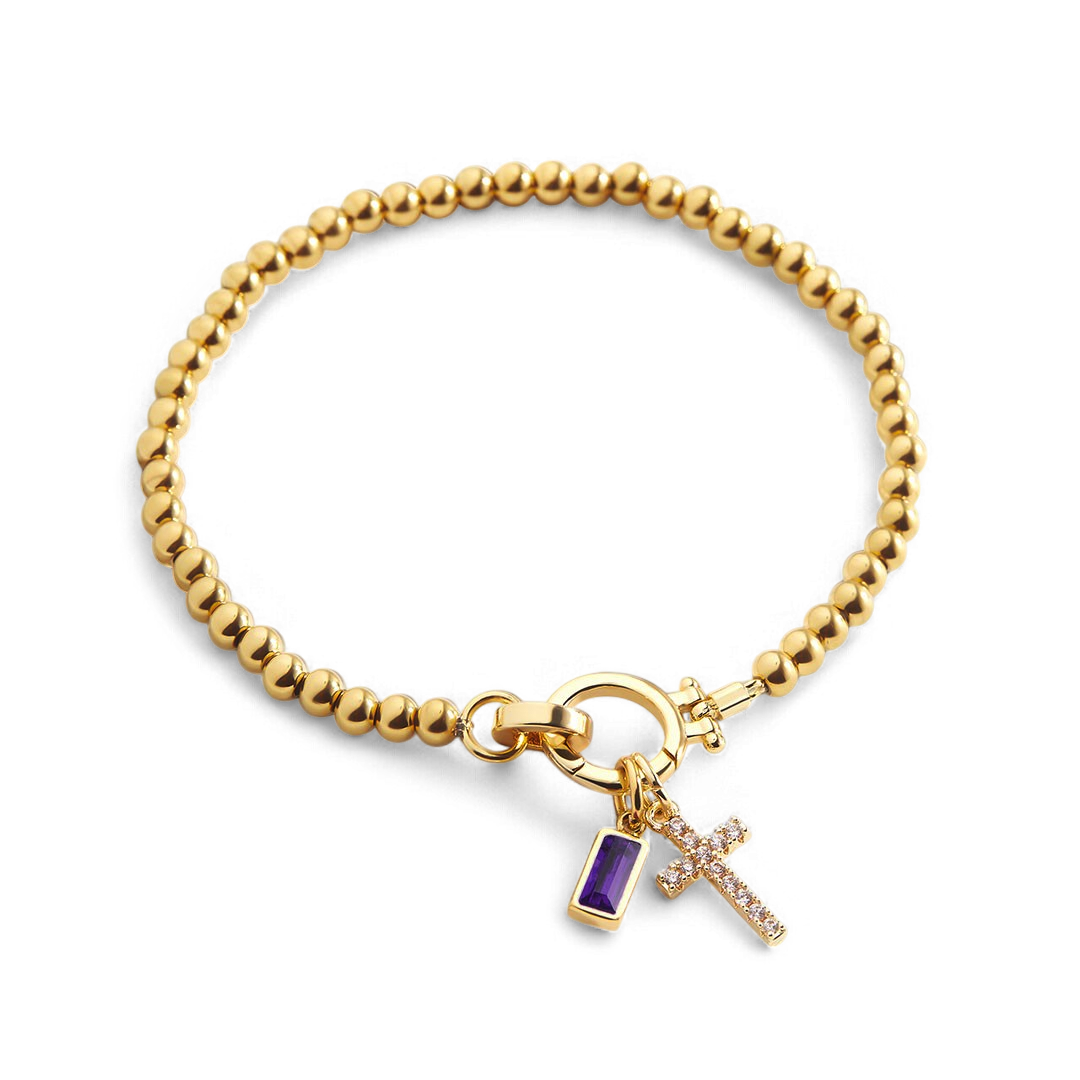 Cross Birthstone Bracelet