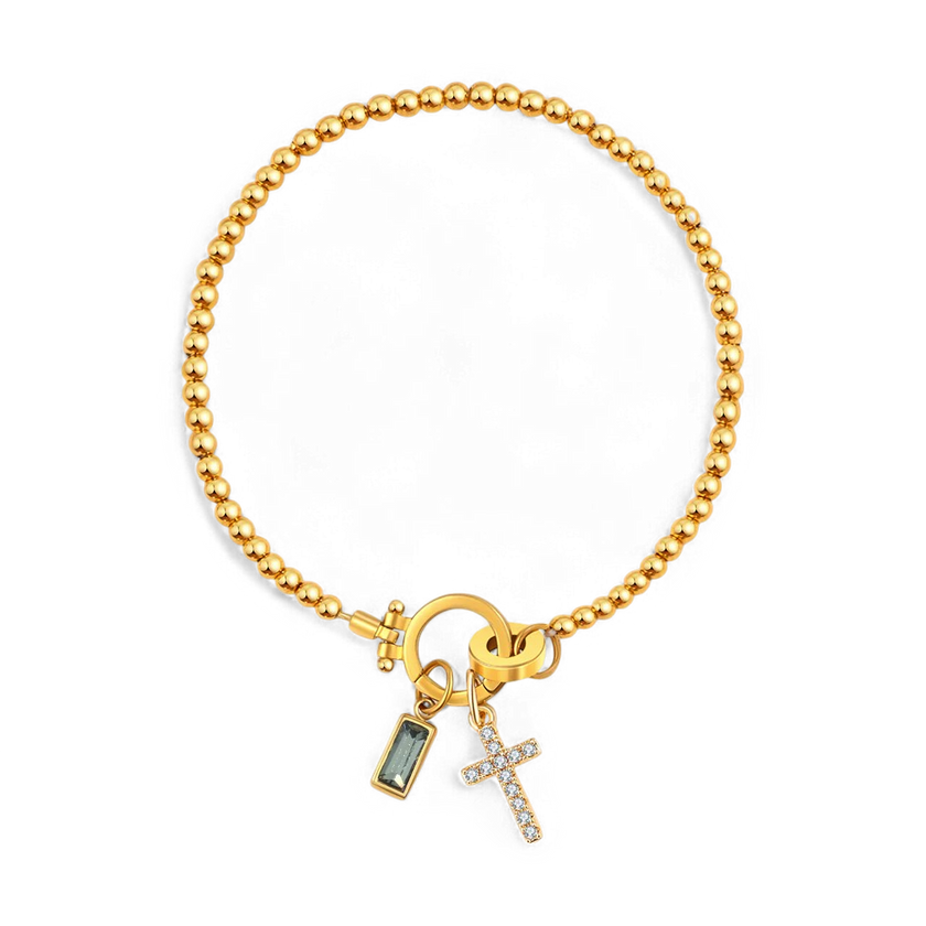 Cross Birthstone Bracelet