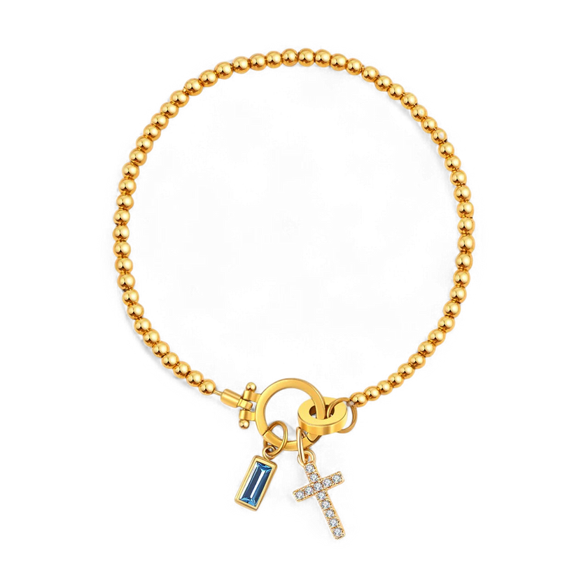 Cross Birthstone Bracelet