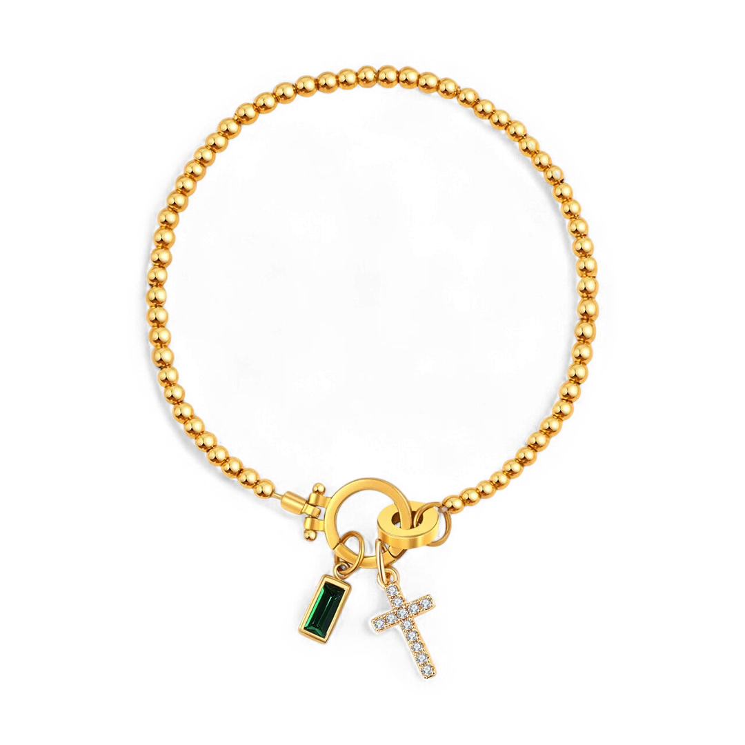 Cross Birthstone Bracelet