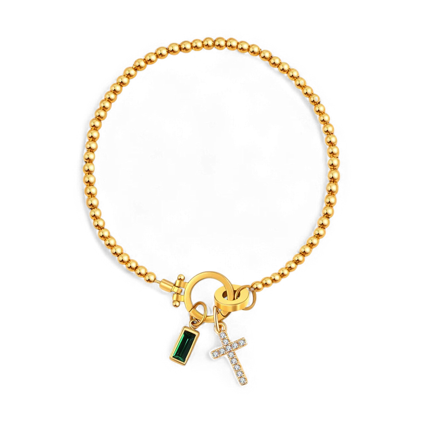 Cross Birthstone Bracelet