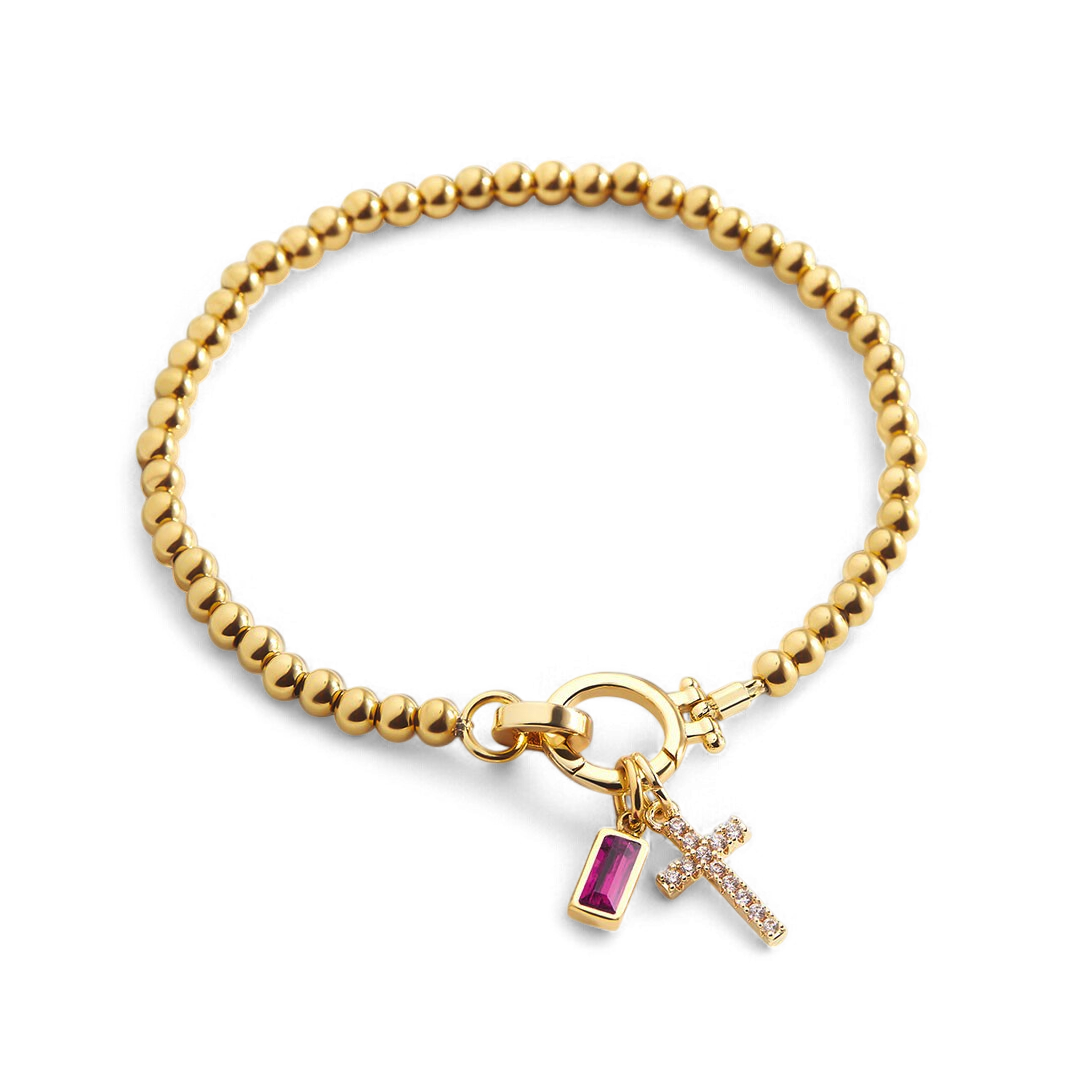 Cross Birthstone Bracelet